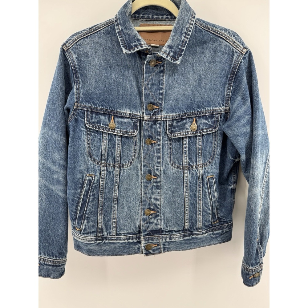 American Eagle Outfitters Womens Medium Wash Denim Jean Jacket Size Small